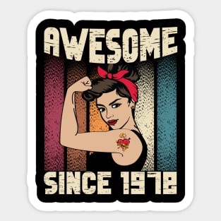 Awesome since 1978,44th Birthday Gift women 44 years old Birthday Sticker